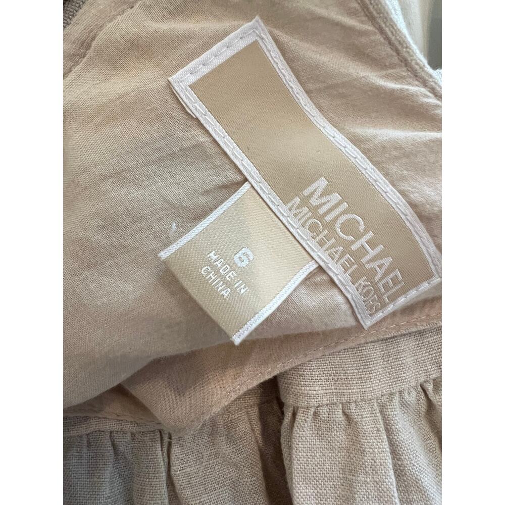 Michael Kors Linen Sleeveless Summer Dress Oatmeal 6 - Picture 6 of 7